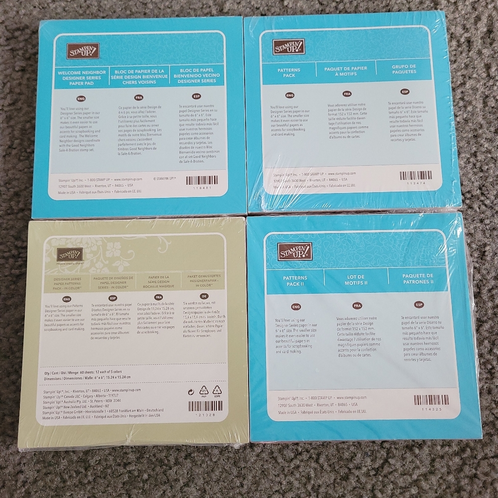 Stampin' Up set of four 6 x 6 paper packs
